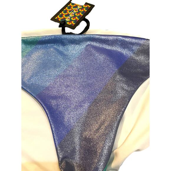 Kurt Geiger London KENSINGTON Multi Shimmer Stripe Bikini bottoms | Sz XL - Picture 4 of 16